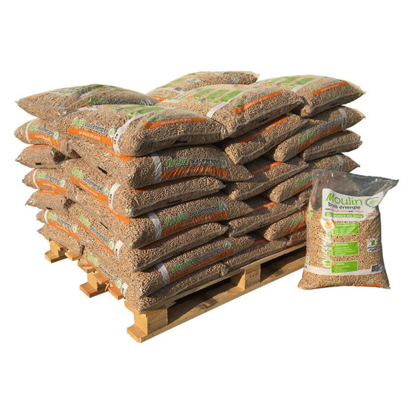 Holzpellets Moulin Bois Energie 1/2 Palette mit 36 Säcken à 15 kg (insgesamt 540 kg)